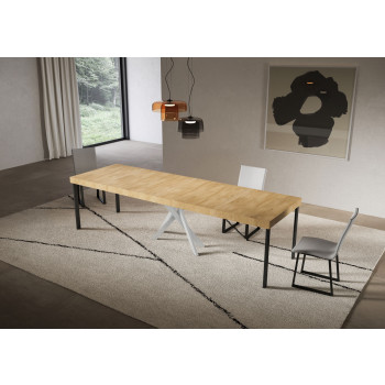 Saki Premium Konsolentisch mit weißen Beinen - Ausziehbarer Konsolentisch 90x40/300 cm Saki Premium Kaschmir mit weißen Beinen