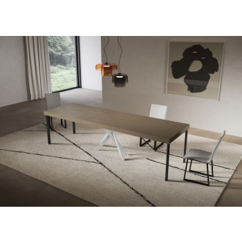 Saki Premium Konsolentisch mit weißen Beinen - Ausziehbarer Konsolentisch 90x40/300 cm Saki Premium Kaschmir mit weißen Beinen