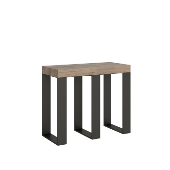 Sintesi Konsolentisch mit anthrazitfarbenem Gestell - Ausziehbarer Konsolentisch 90x40/196 cm Sintesi Small Weißesche mit anthrazitfarbenem Gestell