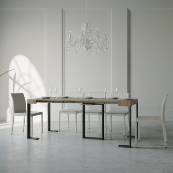 Sintesi Konsolentisch mit anthrazitfarbenem Gestell - Ausziehbarer Konsolentisch 90x40/196 cm Sintesi Small Weißesche mit anthrazitfarbenem Gestell