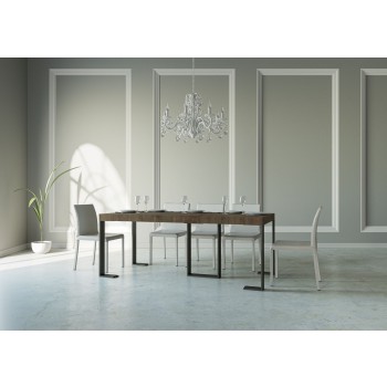 Sintesi Konsolentisch mit anthrazitfarbenem Gestell - Ausziehbarer Konsolentisch 90x40/196 cm Sintesi Small Premium Natureiche mit anthrazitfarbenem Gestell