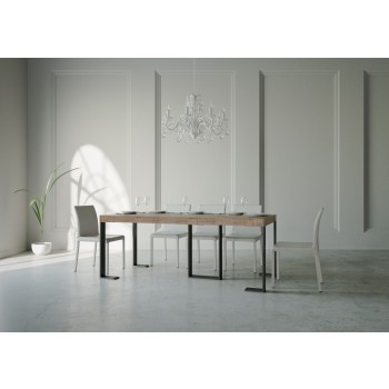 Sintesi Konsolentisch mit anthrazitfarbenem Gestell - Ausziehbarer Konsolentisch 90x40/196 cm Sintesi Small Premium Natureiche mit anthrazitfarbenem Gestell