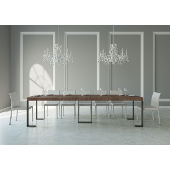 Sintesi Konsolentisch mit anthrazitfarbenem Gestell - Ausziehbarer Konsolentisch 90x40/300 cm Sintesi Premium Natureiche mit anthrazitfarbenem Gestell