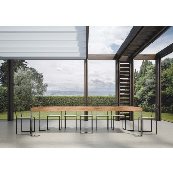 Sintesi Konsolentisch mit anthrazitfarbenem Gestell - Ausziehbarer Konsolentisch 90x40/300 cm Sintesi Premium Natureiche mit anthrazitfarbenem Gestell