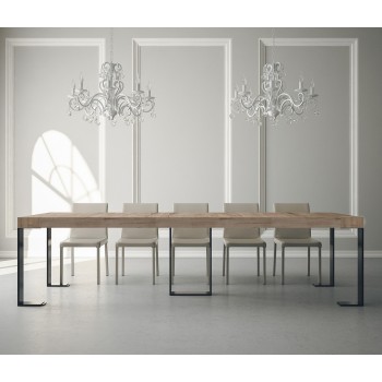 Sintesi Konsolentisch mit anthrazitfarbenem Gestell - Ausziehbarer Konsolentisch 90x40/300 cm Sintesi Premium Natureiche mit anthrazitfarbenem Gestell