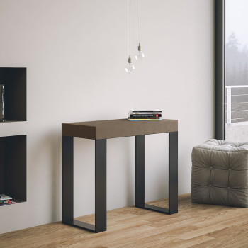 Konsolentisch Tecno mit anthrazitfarbenen Beinen - Ausziehbarer Konsolentisch 90x40/196 cm Tecno Small Premium Natureiche mit anthrazitfarbenen Beinen