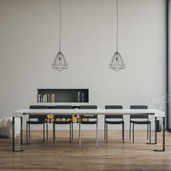 Tecno Konsolentisch mit anthrazitfarbenen Beinen - Tecno ausziehbarer Konsolentisch 90x40/300 cm Weißesche mit anthrazitfarbenen Beinen