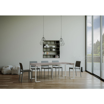 Tecno Konsolentisch mit weißen Beinen - Ausziehbarer Konsolentisch 90x40/196 cm Tecno Small weiße Esche mit weißen Beinen