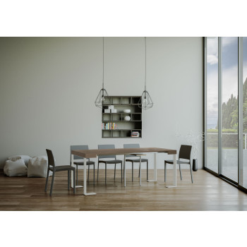 Tecno Konsolentisch mit weißen Beinen - Ausziehbarer Konsolentisch 90x40/196 cm Tecno Small weiße Esche mit weißen Beinen