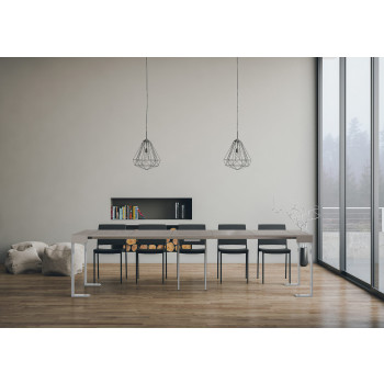 Tecno Konsolentisch mit weißen Beinen - Ausziehbarer Konsolentisch 90x40/300 cm Tecno Weißesche mit weißen Beinen