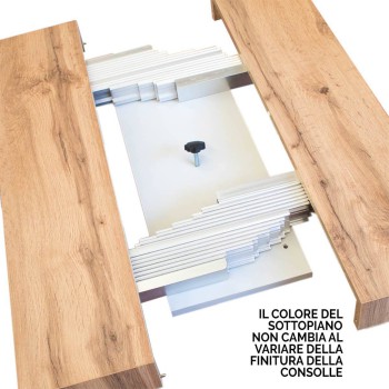 Tecno-Konsole mit weißem Rahmen – Ausziehbare Konsole 90 x 40/300 cm. Tecno weiße Esche mit weißem Rahmen