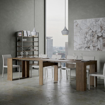 Venus-Konsole - Ausziehbare Konsole 90x48/296 cm Venus Esche weiß mit internen Erweiterungen