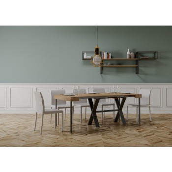 Xenia Konsolentisch mit anthrazitfarbenem Gestell - Ausziehbarer Konsolentisch 90x40/196 cm Xenia Small Weißesche mit anthrazitfarbenem Gestell