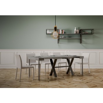 Xenia Konsolentisch mit anthrazitfarbenem Gestell - Ausziehbarer Konsolentisch 90x40/196 cm Xenia Small Weißesche mit anthrazitfarbenem Gestell