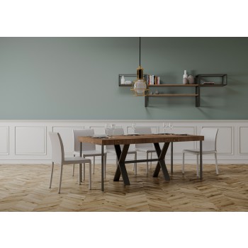 Xenia Konsolentisch mit anthrazitfarbenem Gestell - Ausziehbarer Konsolentisch 90x40/196 cm Xenia Small Premium Natureiche mit anthrazitfarbenem Gestell