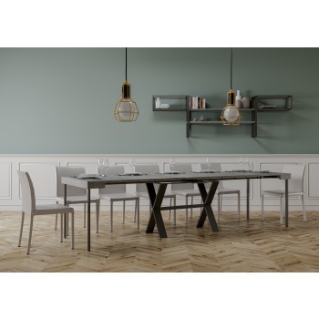 Xenia Konsolentisch mit anthrazitfarbenem Gestell - Ausziehbarer Konsolentisch 90x40/300 cm Xenia Weißesche mit anthrazitfarbenem Gestell