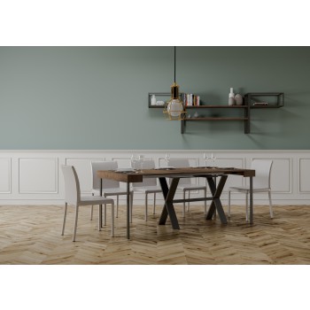 Xenia Konsolentisch mit anthrazitfarbenem Gestell - Ausziehbarer Konsolentisch 90x40/300 cm Xenia Weißesche mit anthrazitfarbenem Gestell