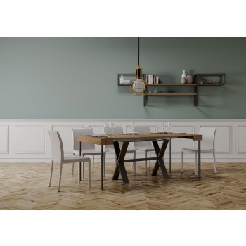 Xenia Konsolentisch mit anthrazitfarbenem Gestell - Ausziehbarer Konsolentisch 90x40/300 cm Xenia Weißesche mit anthrazitfarbenem Gestell