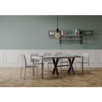 Xenia Konsolentisch mit anthrazitfarbenem Gestell - Ausziehbarer Konsolentisch 90x40/300 cm Xenia Weißesche mit anthrazitfarbenem Gestell