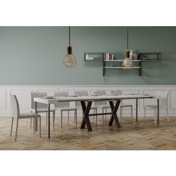 Xenia Konsolentisch mit anthrazitfarbenem Gestell - Ausziehbarer Konsolentisch 90x40/300 cm Xenia Weißesche mit anthrazitfarbenem Gestell