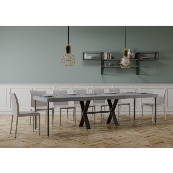 Xenia Konsolentisch mit anthrazitfarbenem Gestell - Ausziehbarer Konsolentisch 90x40/300 cm Xenia Premium Natureiche mit anthrazitfarbenem Gestell