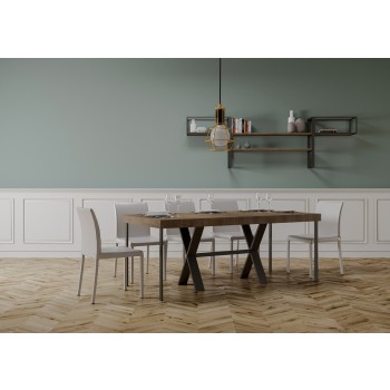 Xenia Konsolentisch mit anthrazitfarbenem Gestell - Ausziehbarer Konsolentisch 90x40/300 cm Xenia Premium Natureiche mit anthrazitfarbenem Gestell