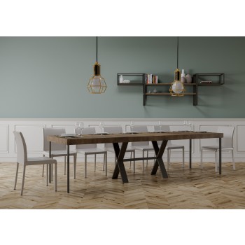 Xenia Konsolentisch mit anthrazitfarbenem Gestell - Ausziehbarer Konsolentisch 90x40/300 cm Xenia Premium Natureiche mit anthrazitfarbenem Gestell