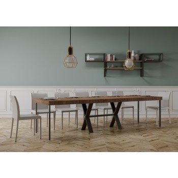 Xenia Konsolentisch mit anthrazitfarbenem Gestell - Ausziehbarer Konsolentisch 90x40/300 cm Xenia Premium Natureiche mit anthrazitfarbenem Gestell