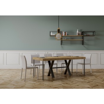 Xenia Konsolentisch mit anthrazitfarbenem Gestell - Ausziehbarer Konsolentisch 90x40/300 cm Xenia Premium Natureiche mit anthrazitfarbenem Gestell