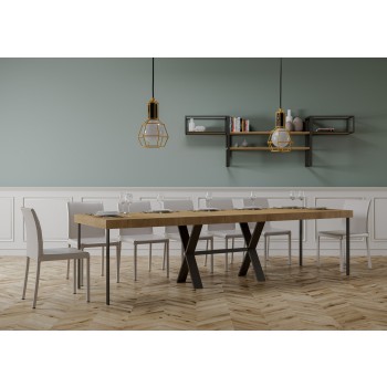 Xenia Konsolentisch mit anthrazitfarbenem Gestell - Ausziehbarer Konsolentisch 90x40/300 cm Xenia Premium Natureiche mit anthrazitfarbenem Gestell