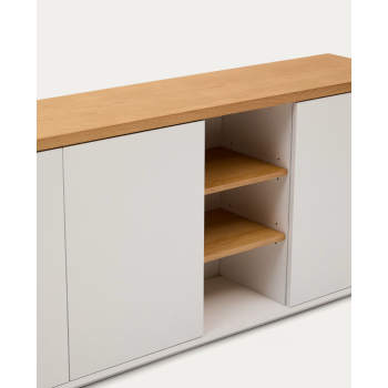 Abilen 3-türiges Sideboard, Eichenfurnier und weißer Lack, 180 x 75 cm, FSC 100%
