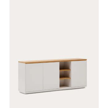 Abilen 3-türiges Sideboard, Eichenfurnier und weißer Lack, 180 x 75 cm, FSC 100%