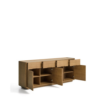 Arelida Sideboard aus Eichenfurnier und Massivholz mit hellbrauner Oberfläche, 200 x 80 cm, FSC Mix-zertifiziert