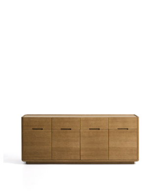 Arelida Sideboard aus Eichenfurnier und Massivholz mit hellbrauner Oberfläche, 200 x 80 cm, FSC Mix-zertifiziert
