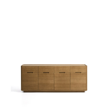 Arelida Sideboard aus Eichenfurnier und Massivholz mit hellbrauner Oberfläche, 200 x 80 cm, FSC Mix-zertifiziert