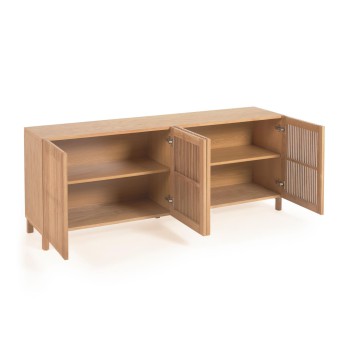 Beyla 4-türiges Sideboard aus Massivholz und Eichenfurnier 180 x 71,5 cm FSC 100%