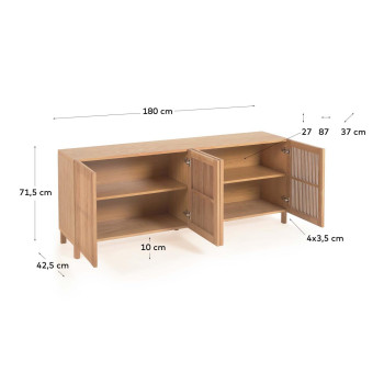 Beyla 4-türiges Sideboard aus Massivholz und Eichenfurnier 180 x 71,5 cm FSC 100%