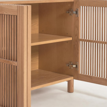 Beyla 4-türiges Sideboard aus Massivholz und Eichenfurnier 180 x 71,5 cm FSC 100%