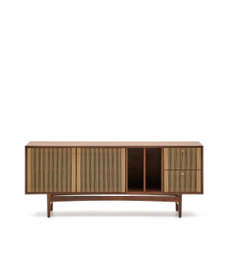 Elan Sideboard 2 Türen 2 Schubladen Furnier und Massivholz Nussbaum Seil 180x73cm FSC Mix Credit