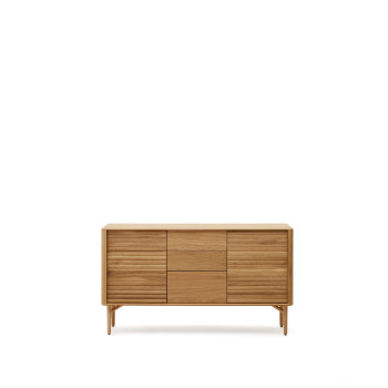 Lenon Sideboard mit 2 Türen und 3 Schubladen aus Holz und Eichenfurnier, 155 x 86 cm, FSC MIX Credit