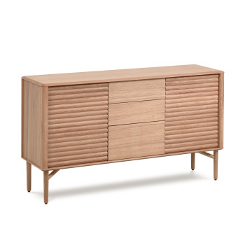Lenon Sideboard mit 2 Türen und 3 Schubladen aus Holz und Eichenfurnier, 155 x 86 cm, FSC MIX Credit