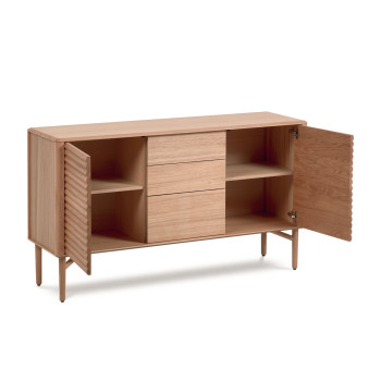 Lenon Sideboard mit 2 Türen und 3 Schubladen aus Holz und Eichenfurnier, 155 x 86 cm, FSC MIX Credit