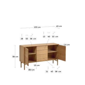 Lenon Sideboard mit 2 Türen und 3 Schubladen aus Holz und Furnier MIX Credit