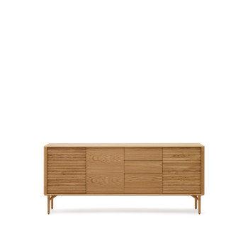 Lenon Sideboard mit 3 Türen und 3 Schubladen aus Holz und Eichenfurnier, 200 x 86 cm, FSC MIX Credit