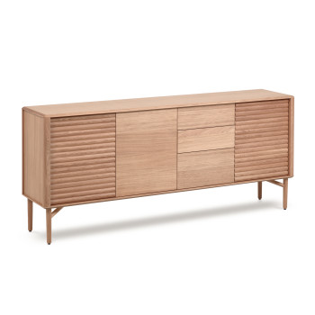 Lenon Sideboard mit 3 Türen und 3 Schubladen aus Holz und Eichenfurnier, 200 x 86 cm, FSC MIX Credit