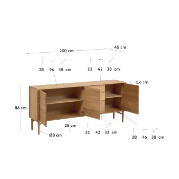 Lenon Sideboard mit 3 Türen und 3 Schubladen aus Holz und Furnier MIX Credit