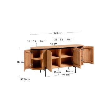 Licia 4-türiges Sideboard aus massivem Mangoholz 