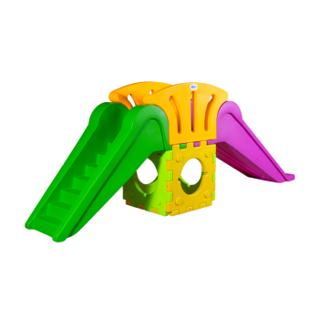 Würfelspielzeug Modell O2000 – modulares Spiel mit 1 großer Rutsche und 1 Leiter.