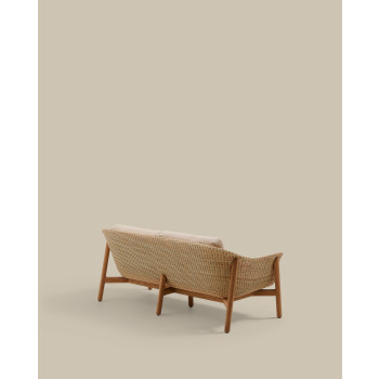 Galea 2-Sitzer-Sofa aus massivem Teakholz und synthetischem Rattan, 170,5 cm, FSC 100% FSC
