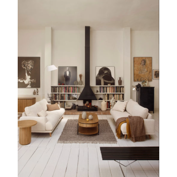 Karin 3-Sitzer-Sofa in Weiß mit Massivholzbeinen